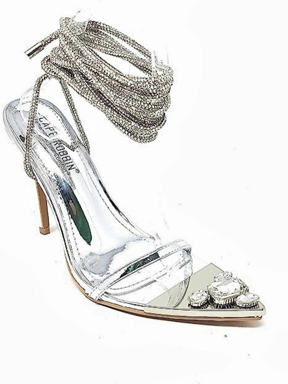 Women's Rhinestone LaceUp Ankle Strap High Heel Sandals Cape Robbin Phora 11
